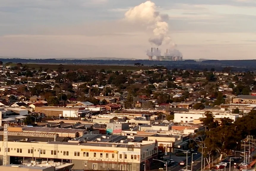 An aerial view of Morwell in the Latrobe Valley.