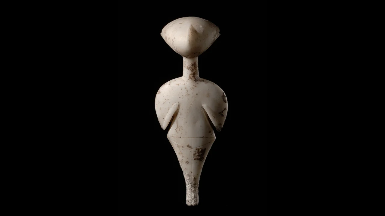 The Stargazer: A 5,000-year-old marble statuette of a Stone Age woman looking skyward