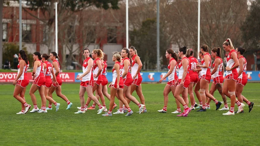  The Swans leave the field after the AFLW Round five match