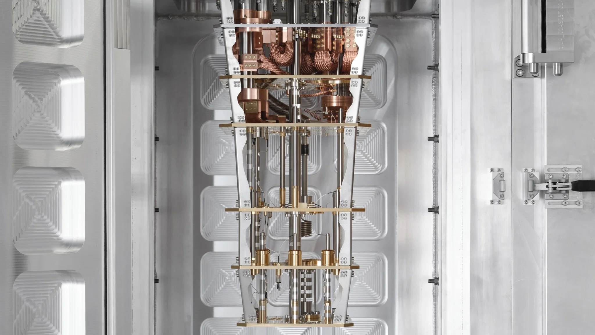 A look inside a metal fridge