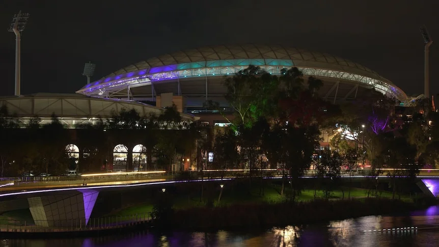 A stadium at night