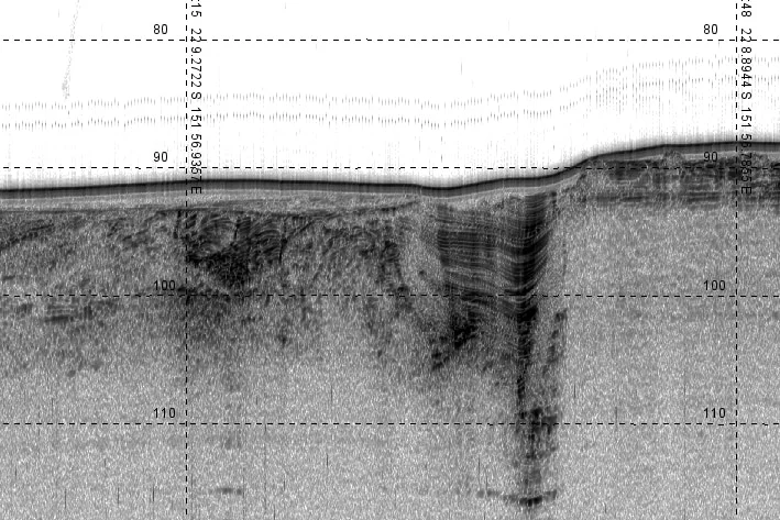 A black and white view of lines on a screen