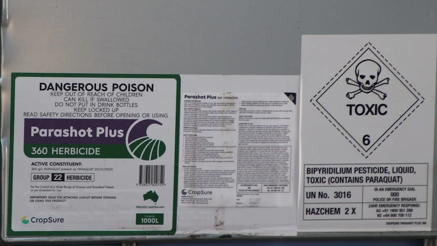 Paraquat label bolded "toxic".