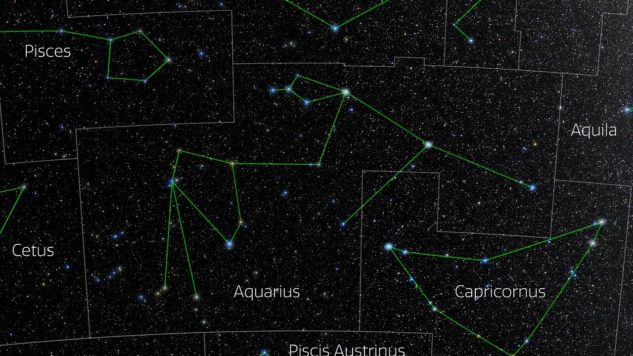 night sky map showing the location of aquarius