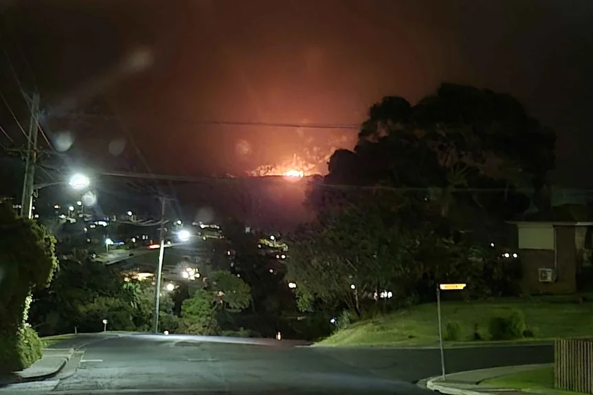 Glenorchy tip fire seen from a distance.