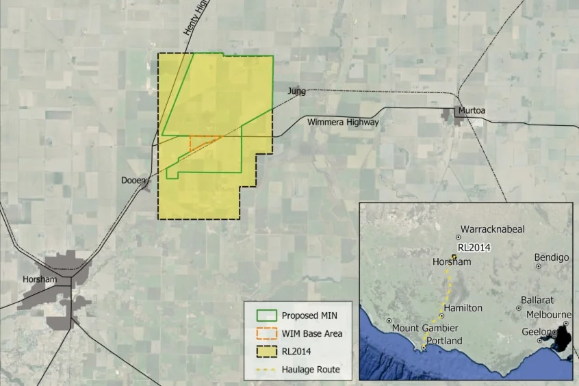 map of avonbank mine, showing a yellow area covered near dooen.