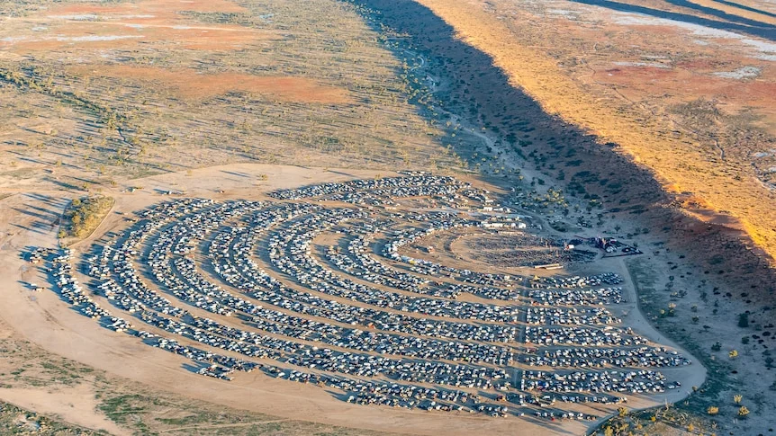 Aerial view of Big Red Bash festival site