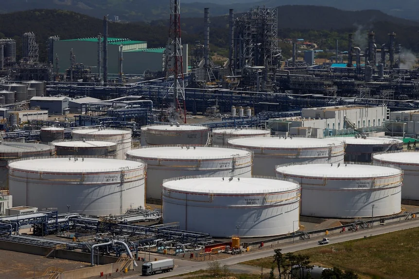 big storage tanks.