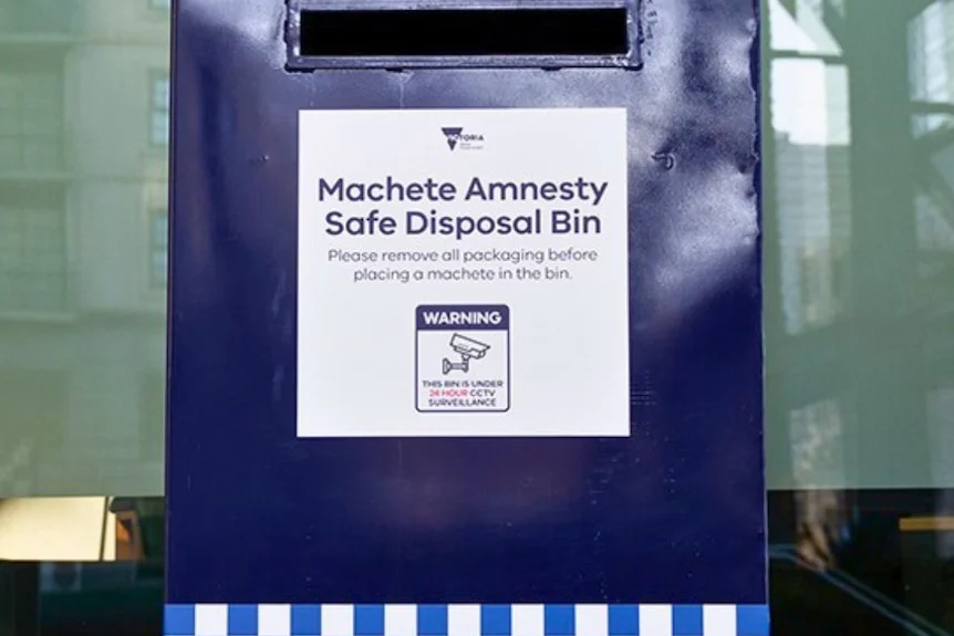 A machete disposal bin.