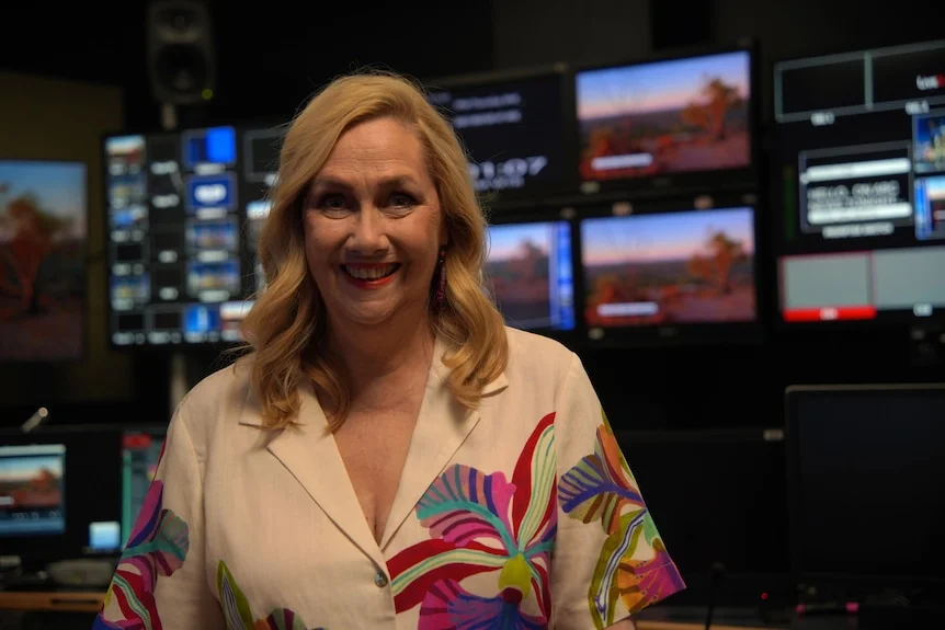 Jenny Woodward pictured in the TV studio control room.